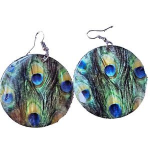Capiz Peacock Color Earrings-New